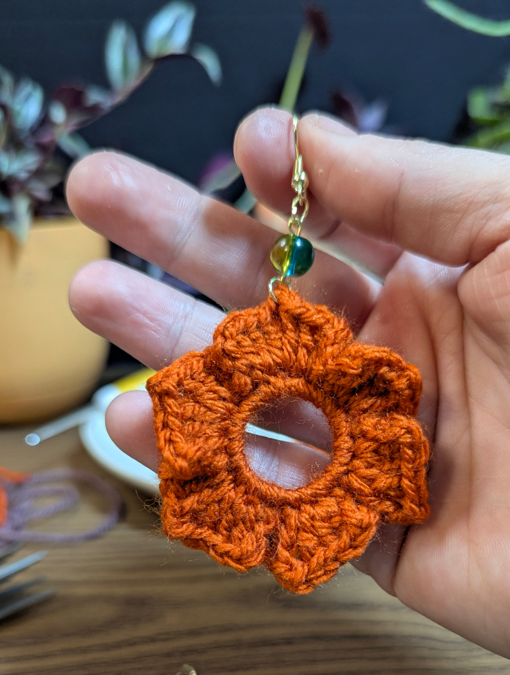Autumn Flower Crochet Earrings