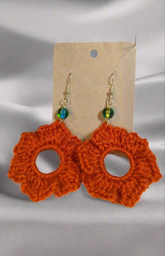 Autumn Flower Crochet Earrings