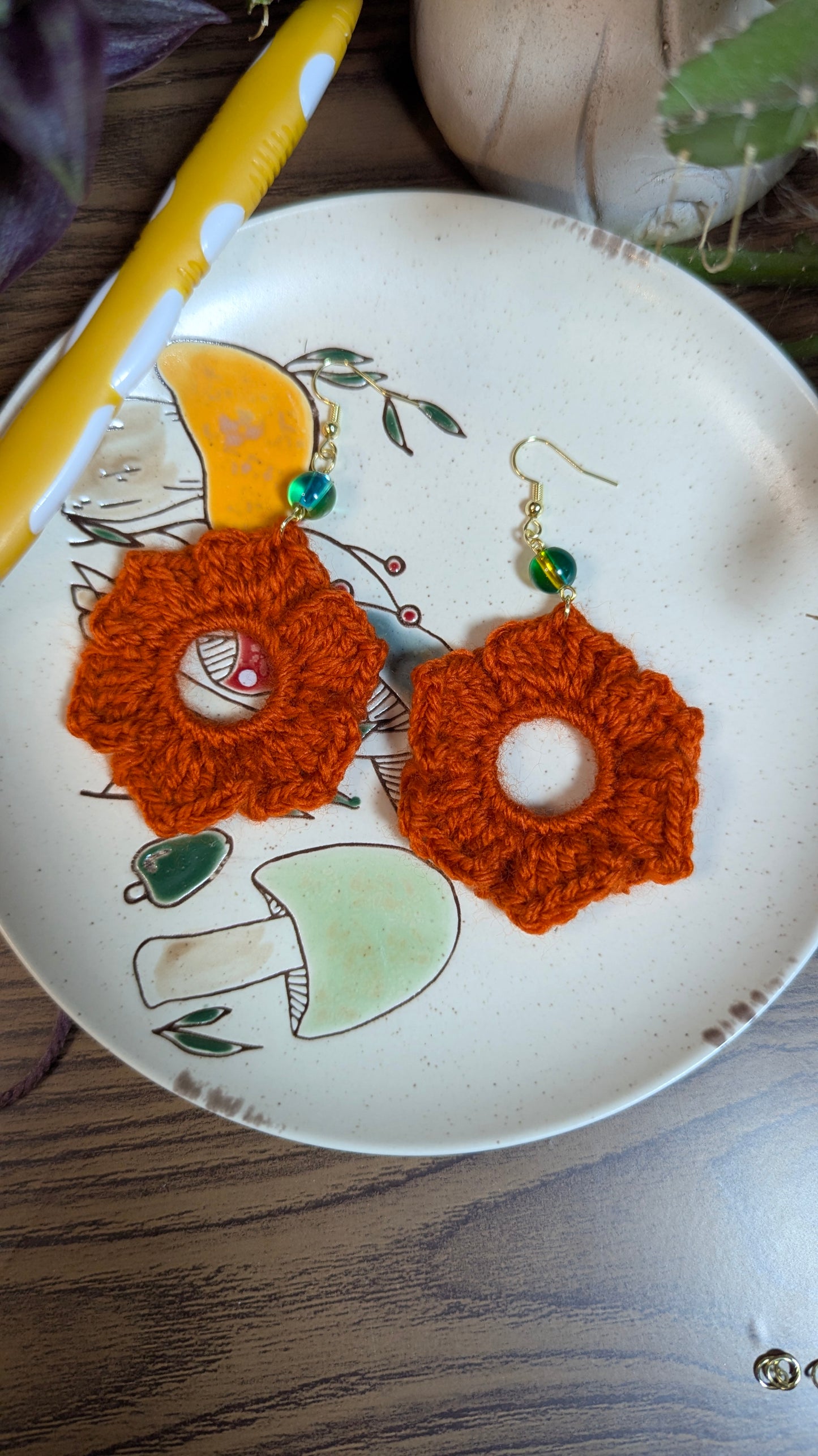 Autumn Flower Crochet Earrings