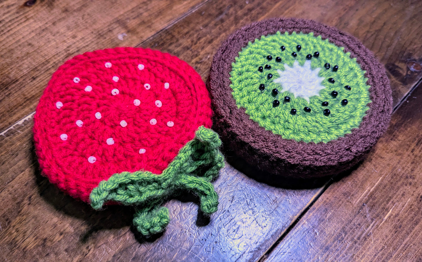 Crochet Kiwi Coaster set