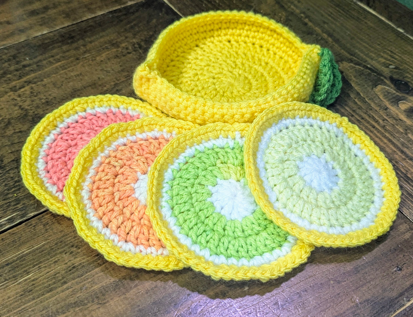 Crochet Lemon Coaster Set