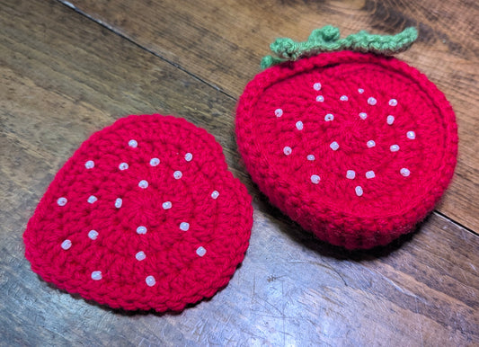 Crochet Strawberry Coaster Set