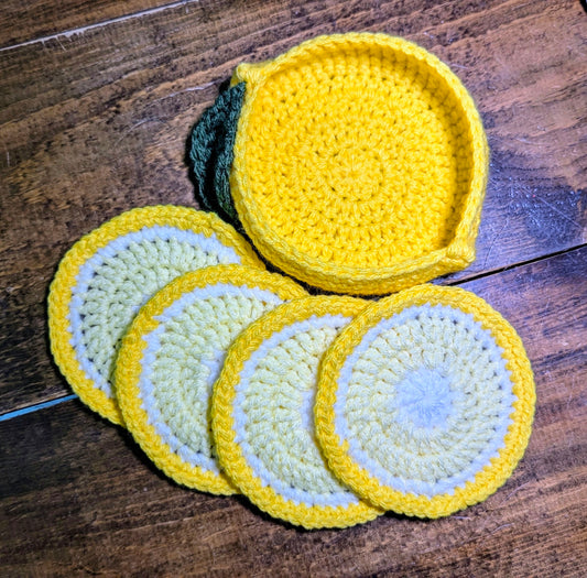 Crochet Lemon Coaster Set