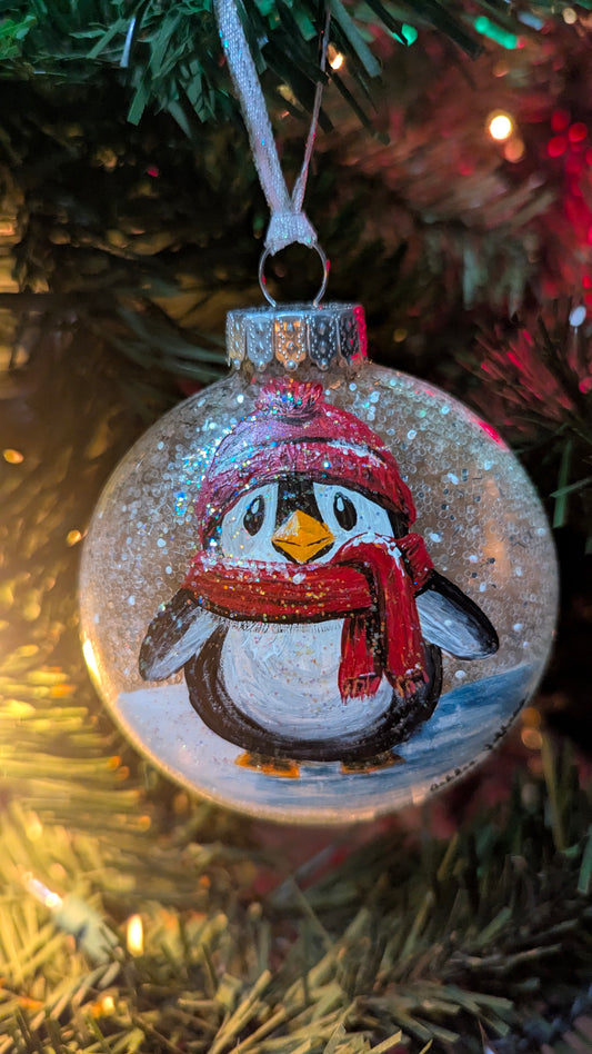 Hand painted penguin ornament