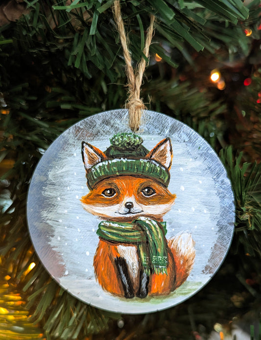 Hand painted Fox ornament