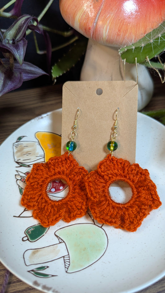 Autumn Flower Crochet Earrings