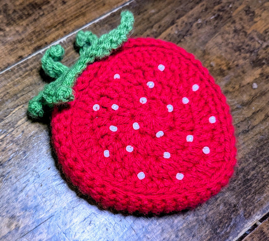 Crochet Strawberry Coaster Set
